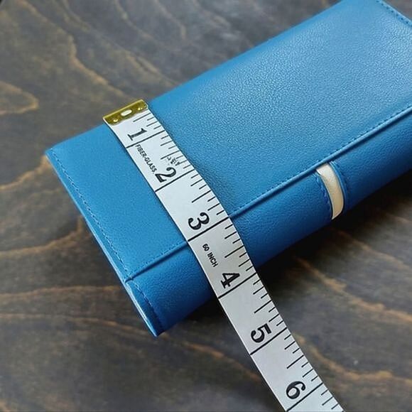 BNIB Dunxilu blue leather rhinestone detail clutch wallet - Picture 14 of 14